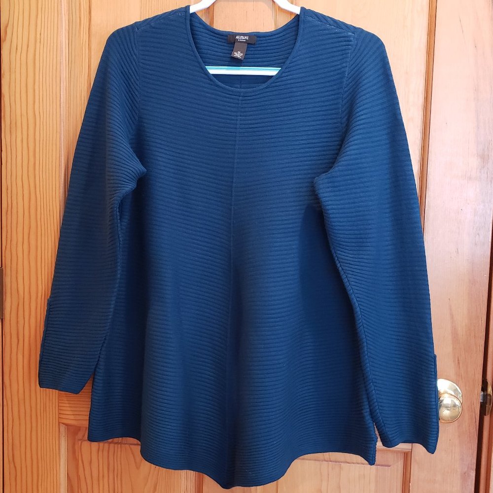 Alfani Women's Teal Blue Ribbed-Knit Crew Neck Tunic/Top, Size: 1X